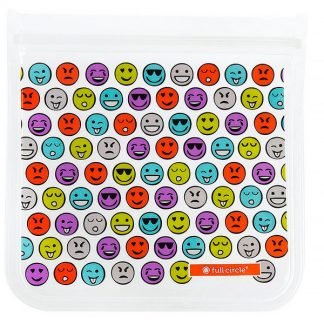 Full Circle, ジップタック、再利用可能なランチバッグセット、絵文字、サンドイッチ用1枚 + スナック用1枚