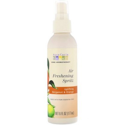 Aura Cacia, エアー・フレッシュニング・スプリッツ、アップリフティング・ベルガモット& オレンジ、6 液量オンス (177 ml)