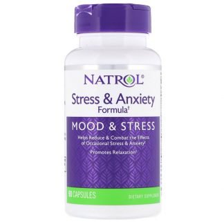 Natrol, ストレス & 不安フォーミュラ、気分とストレス、90カプセル