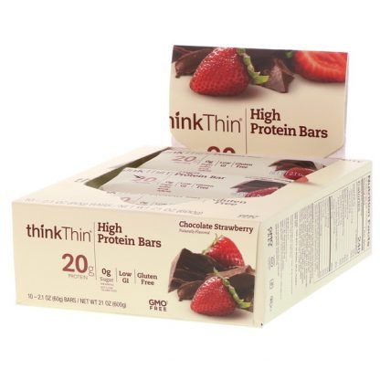 ThinkThin, 高タンパク質バー、チョコレートストロベリー(60 g✕10本)