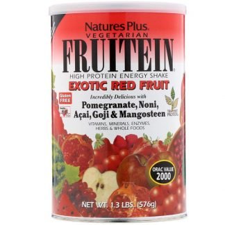 Nature's Plus, フルーテイン(Fruitein), 高タンパク エナジーシェイク, エキゾチックレッドフルーツ, 1.3ポンド(576 g)