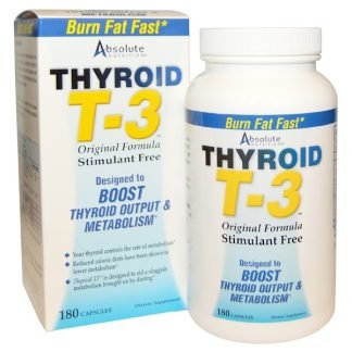 Absolute Nutrition, Thyroid T-3、オリジナル・フォーミュラ、カプセル180錠