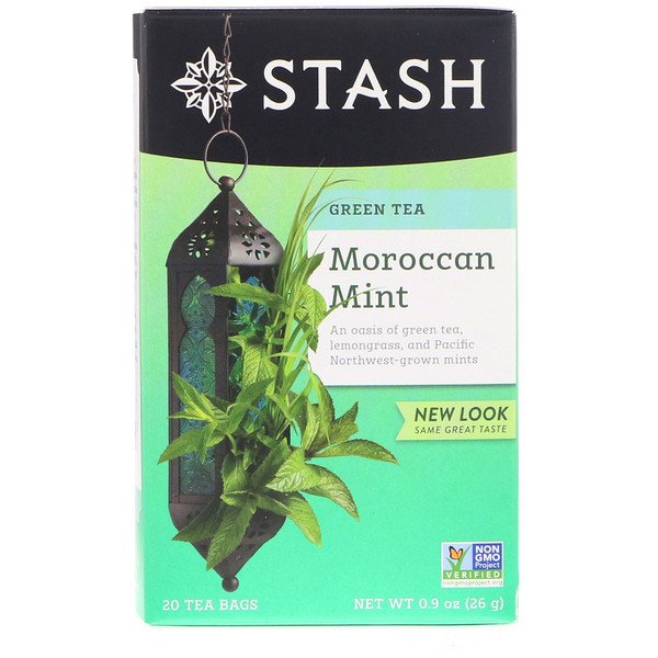 Stash Tea, 緑茶, モロッカンミント, 20ティーバッグ, 0.9オンス(26 g)
