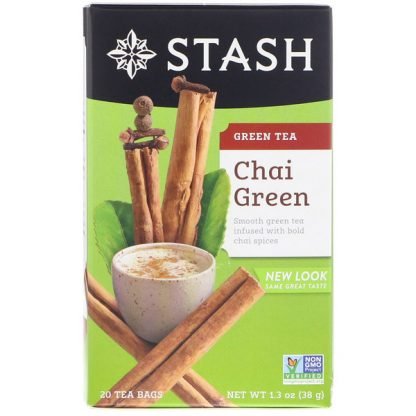 Stash Tea, Green Tea, Chai Green , 20 Tea Bags, 1.3 oz (38 g)