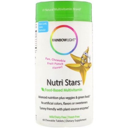 Rainbow Light, ニュートリスター（Nutri Stars）, 噛めるマルチビタミン, フルーツパンチ, 60錠（チュアブル）