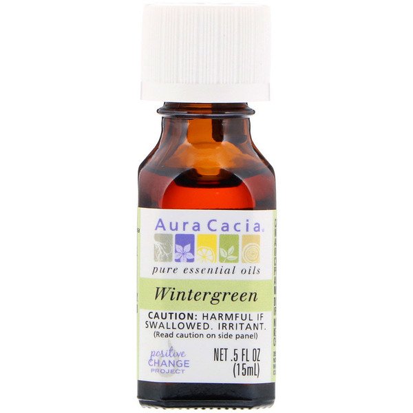 Aura Cacia, 100% ピュアエッセンシャルオイル、 ウィンターグリーン、 .5 fl oz (15 ml)