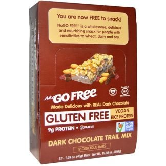 NuGo Nutrition, フリー, グルテンフリー, ダークチョコレート・トレイルミックス, 12 本, 各 1.59 オンス (45 g)