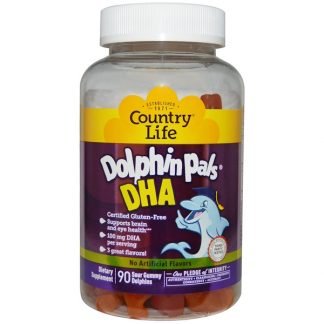Country Life, ドルフィンパルズ（イルカの友達）, DHA, 優れた3種の風味, 90グミ（酸っぱいグミドルフィン）