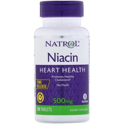 Natrol, ナイアシ , タイムリリース, 500 mg, 100 錠