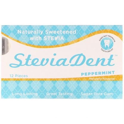 Stevita, SteviaDent, Sugar-Free Gum, Peppermint, 12 Pieces