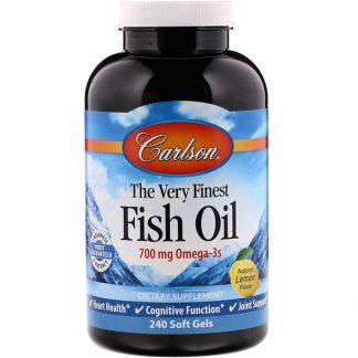 Carlson Labs, 超高品質フィッシュオイル、天然レモン風味、ソフトジェル240粒