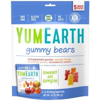 YumEarth, グミベアー、盛り合わせ風味、スナックパック5袋、各0.7 oz (19.8 g)