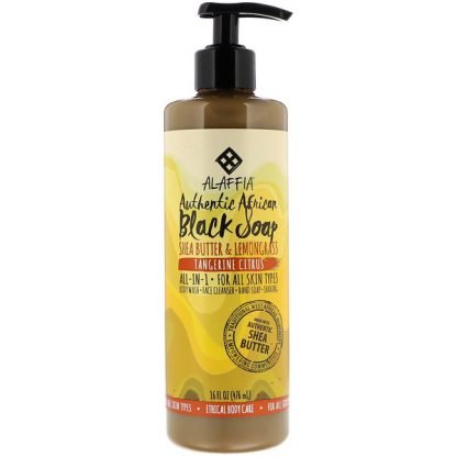 Alaffia, 本物のアフリカンブラックソープ、タンジェリンシトラス 16 fl oz (476 ml)
