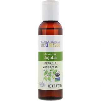 Aura Cacia, オーガニック、スキンケアオイル、バランスの取れたホホバ、4液体オンス (118ml)