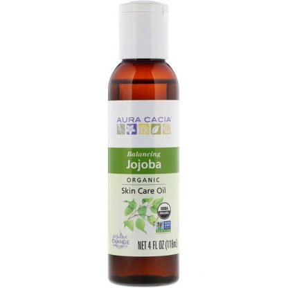 Aura Cacia, オーガニック、スキンケアオイル、バランスの取れたホホバ、4液体オンス (118ml)