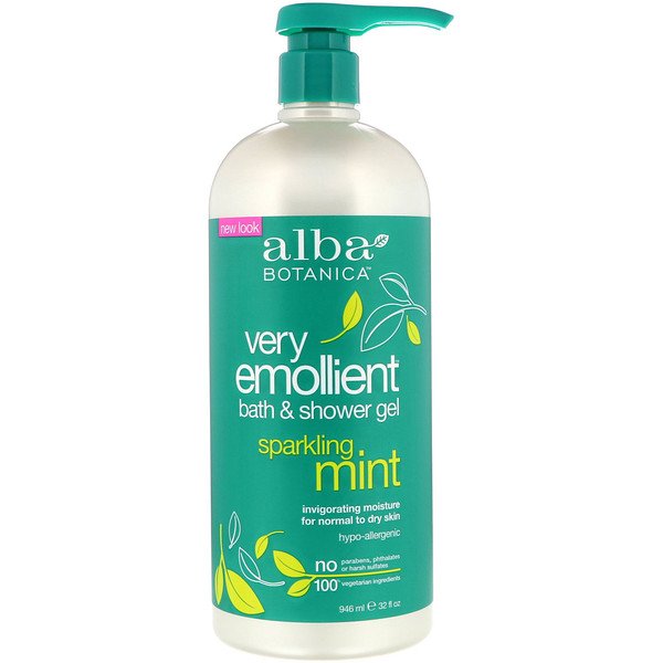 Alba Botanica, ベリー・エモリエント、バス&シャワージェル、スパークリングミント、32液量オンス(946 ml)