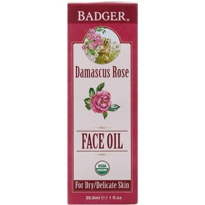 Badger Company, フェイスオイル、ダマスカスローズ、乾燥肌用、敏感肌、29.5ml（1fl oz）