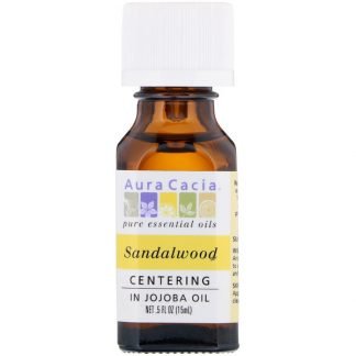 Aura Cacia, ピュア エッセンシャルオイル、サンダルウッド、 .5 fl oz (15 ml)