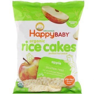Happy Family Organics, オーガニックライスケーキ、パッフドライススナック、アップル、40g（1.4oz）