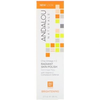 Andalou Naturals, ラディアント・スキンポリッシュ、チア+オメガ、ブライトニング、2 液体オンス（58 ml）