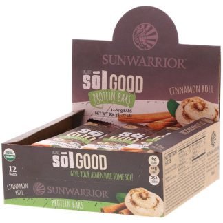 Sunwarrior, オーガニック太陽の恵みプロテインバー、シナモンロール、12本、各67g
