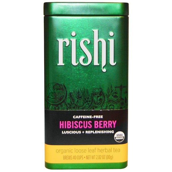 Rishi Tea, オーガニックルーズリーフ ハーブティー, カフェインフリー, ハイビスカスベリー, 2.82オンス(80 g)