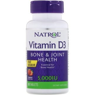 Natrol, ビタミンD3、高速溶解、ストロベリーフレーバー、5,000 IU、90錠