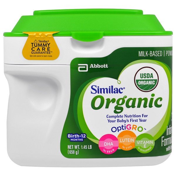Similac, アドバンスオーガニック乳幼児用フォーミュラ、鉄分入り 、 0−12ヶ月用、 1.45パウンド (658 g)