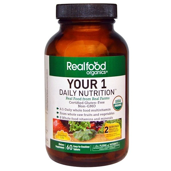 Country Life, Realfood Organics, Your Daily Nutrition, 60 Easy-t-Swallow Tablets