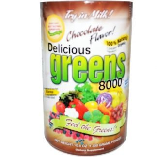 Greens World, Delicious Greens 8000、チョコレート味、 10.6オンス (300 g) パウダー