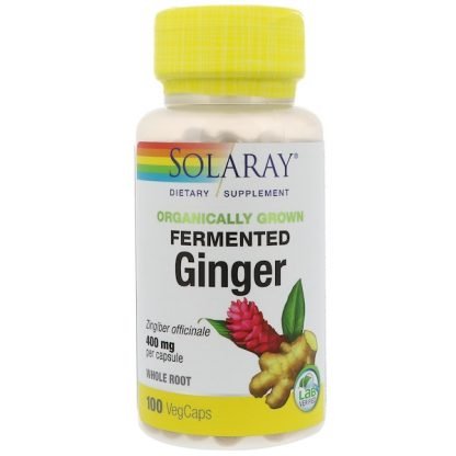 Solaray, オーガニック発酵生姜、400 mg 、100植物性カプセル