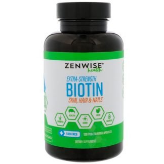 Zenwise Health, 超強度ビオチン、5000mcg、ベジタリアンカプセル120錠