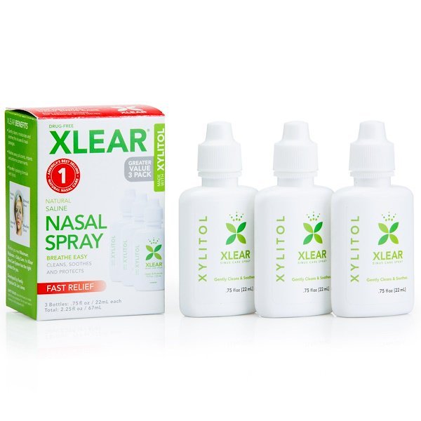 Xlear, キシリトール, 自然な生理食塩水鼻スプレー, 3ボトル, 各0.75液量オンス(22 ml)