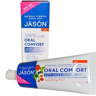 Jason Natural, オーラルコンフォート、アンチプラーク＆スーシングトゥースジェル、ベリーベリーミント、4.2 oz (119 g) (Discontinued Item)