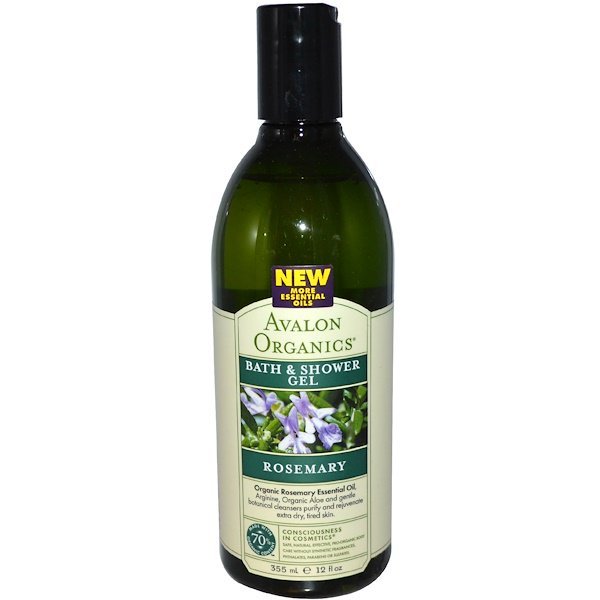 Avalon Organics, バス&シャワージェル、ローズマリー、 12液量オンス (355 ml) (Discontinued Item)