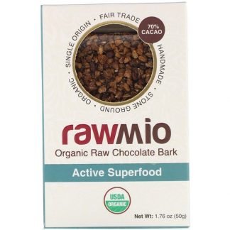Rawmio, Organic Active Superfood Raw Chocolate Bark, 1.76 oz (50 g)