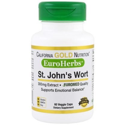 California Gold Nutrition, セントジョーンズワートエキス、EuroHerbs、ヨーロッパの品質、300 mg、 植物性カプセル60粒