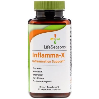 LifeSeasons, インフラマ-X、炎症サポート、植物性カプセル60錠