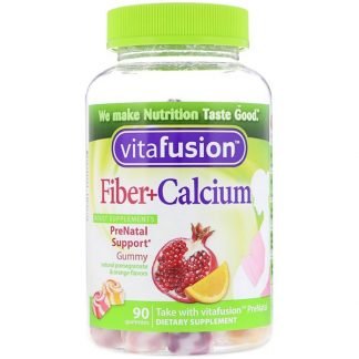 VitaFusion, Fiber + Calcium Prenatal Support, Natural Pomegranate & Orange Flavor, 90 Gummies