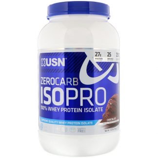 USN, Zero Carb ISOPRO 100% Whey Protein Isolate, Chocolate, 1.65 lb (750 g)