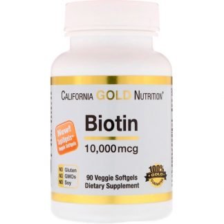 California Gold Nutrition, ビオチン、10,000 mcg、植物性ソフトジェル90粒