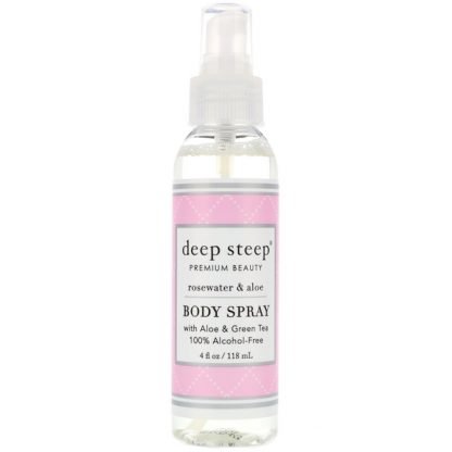 Deep Steep, ボディスプレー、ローズウォーター＆アロエ, 4液体オンス (118 ml)