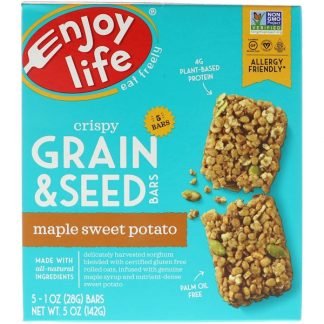 Enjoy Life Foods, クリスピー穀物 & シードバー、メープルスイートポテト、5本、各1オンス (28 g)