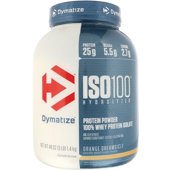 Dymatize Nutrition, ISO 100 Hydrolyzed 100% Whey Protein Isolate, Orange Dreamsicle, 48 oz (1.4 kg)