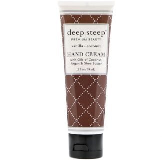 Deep Steep, ハンドクリーム、バニラ - ココナッツ、2液量オンス (59 ml)