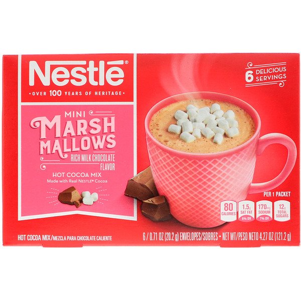 Nestle Hot Cocoa Mix, ミニマシュマロ、ホットココアミックス、6小袋入り、 0.71 oz (20.2 g) Each
