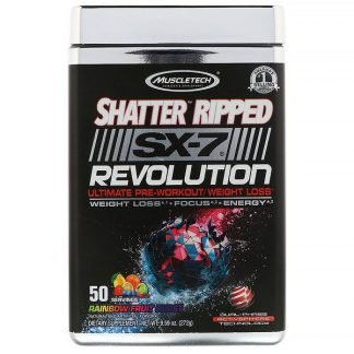 Muscletech, Shatter Ripped SX-7 Revolution Ultimate Pre-Workout/ Weight Loss, Rainbow Fruit Burst, 9.59 oz (272 g)