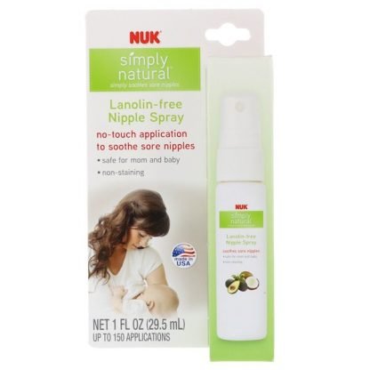 NUK, シンプリーナチュラル、ラノリンフリー、ニップルスプレー、1液量オンス (29.5 ml)