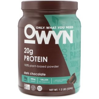 OWYN, Protein 100% Plant-Based Powder, Dark Chocolate, 1.2 lb (539 g) (Discontinued Item)