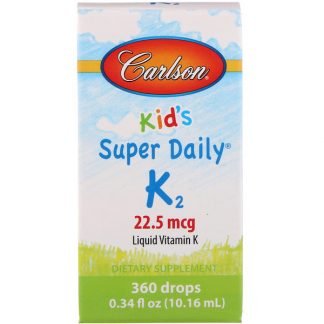 Carlson Labs, キッズ、スーパーデイリーK2、22.5 mcg、0.34 fl oz (10.16 ml)